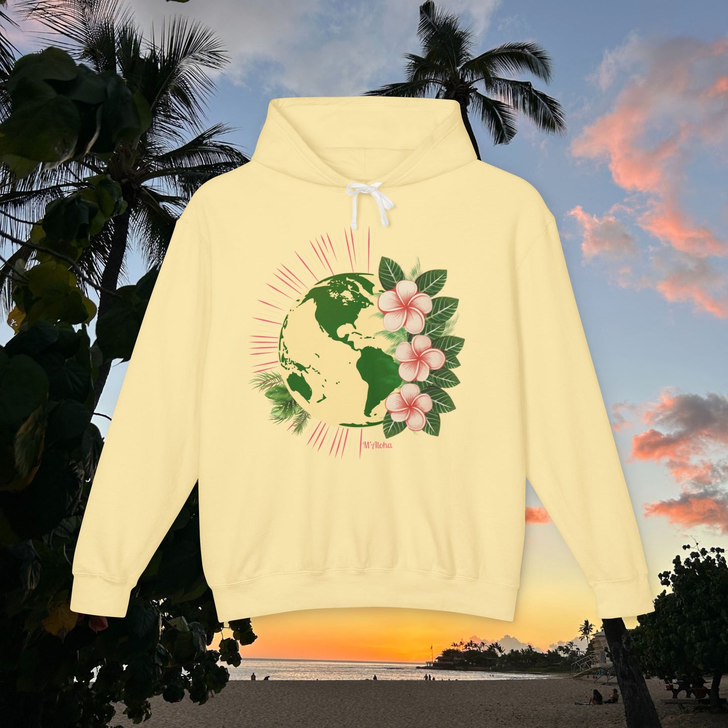 M'Aloha pink Earth Lightweight Hooded Sweatshirt