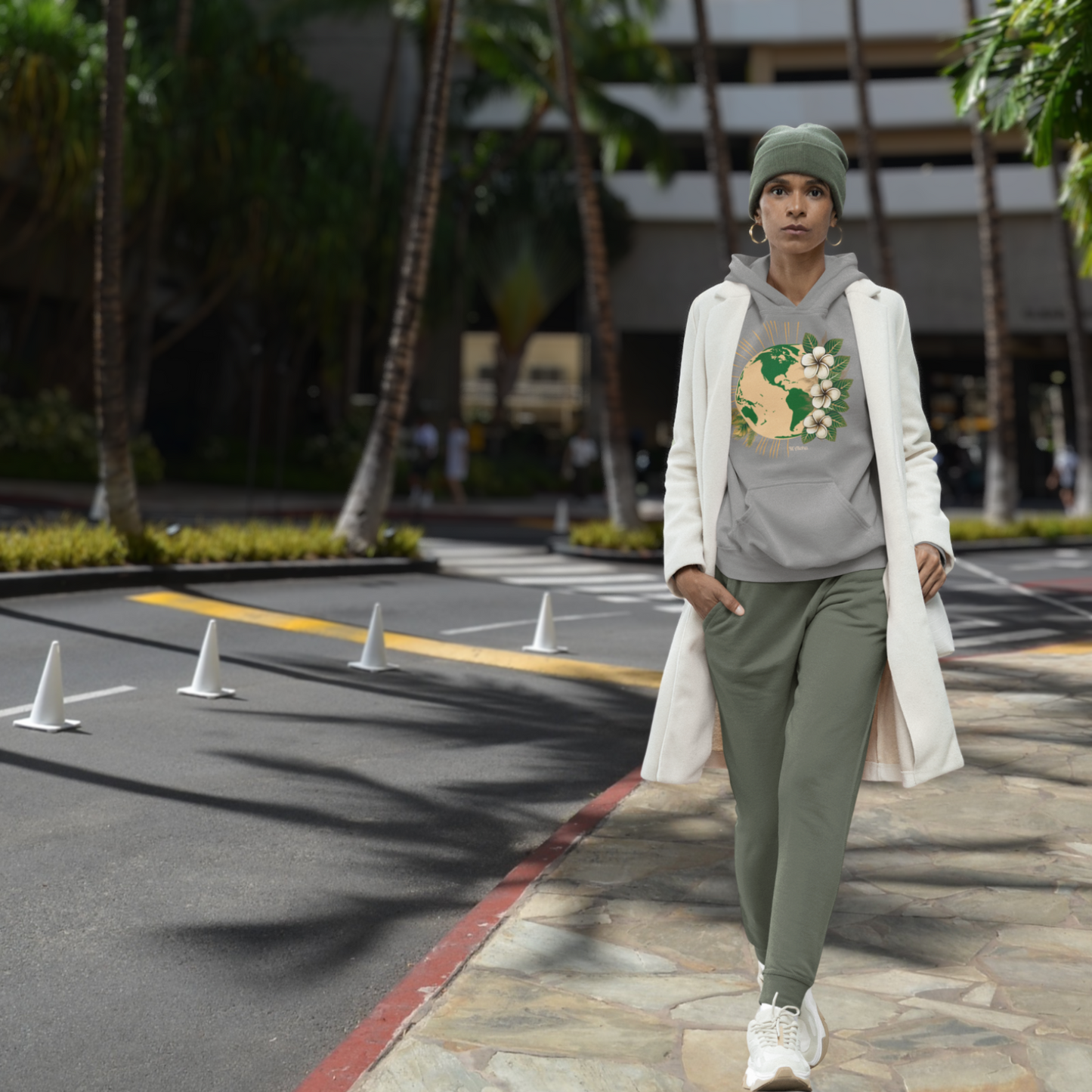 M'Aloha brown Earth Lightweight Hooded Sweatshirt