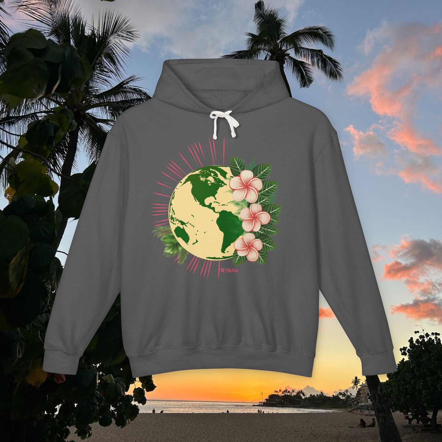 M'Aloha pink Earth Lightweight Hooded Sweatshirt