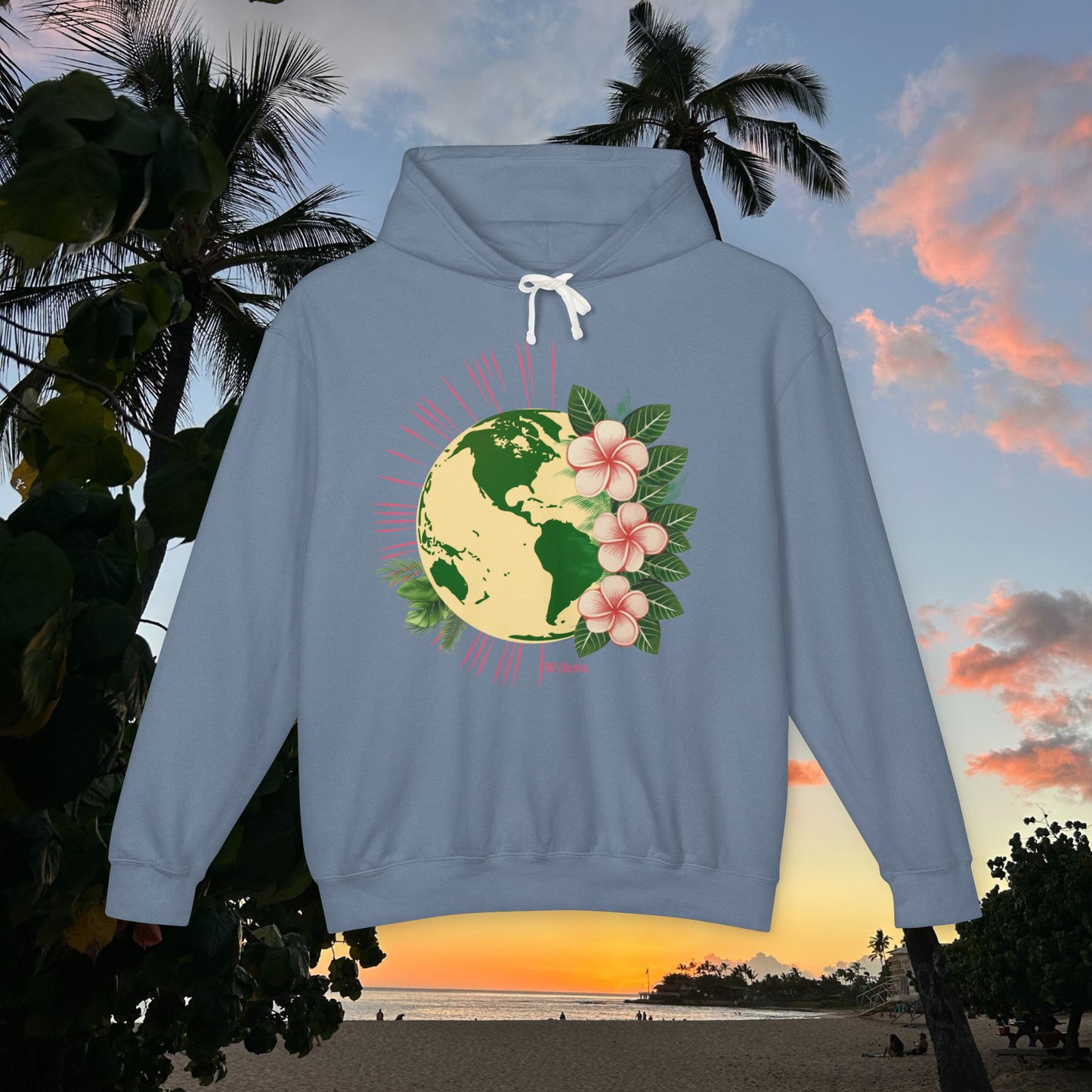 M'Aloha pink Earth Lightweight Hooded Sweatshirt