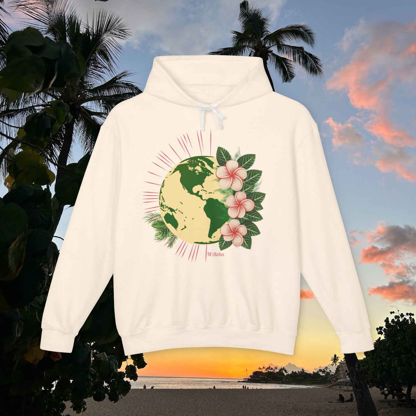 M'Aloha pink Earth Lightweight Hooded Sweatshirt