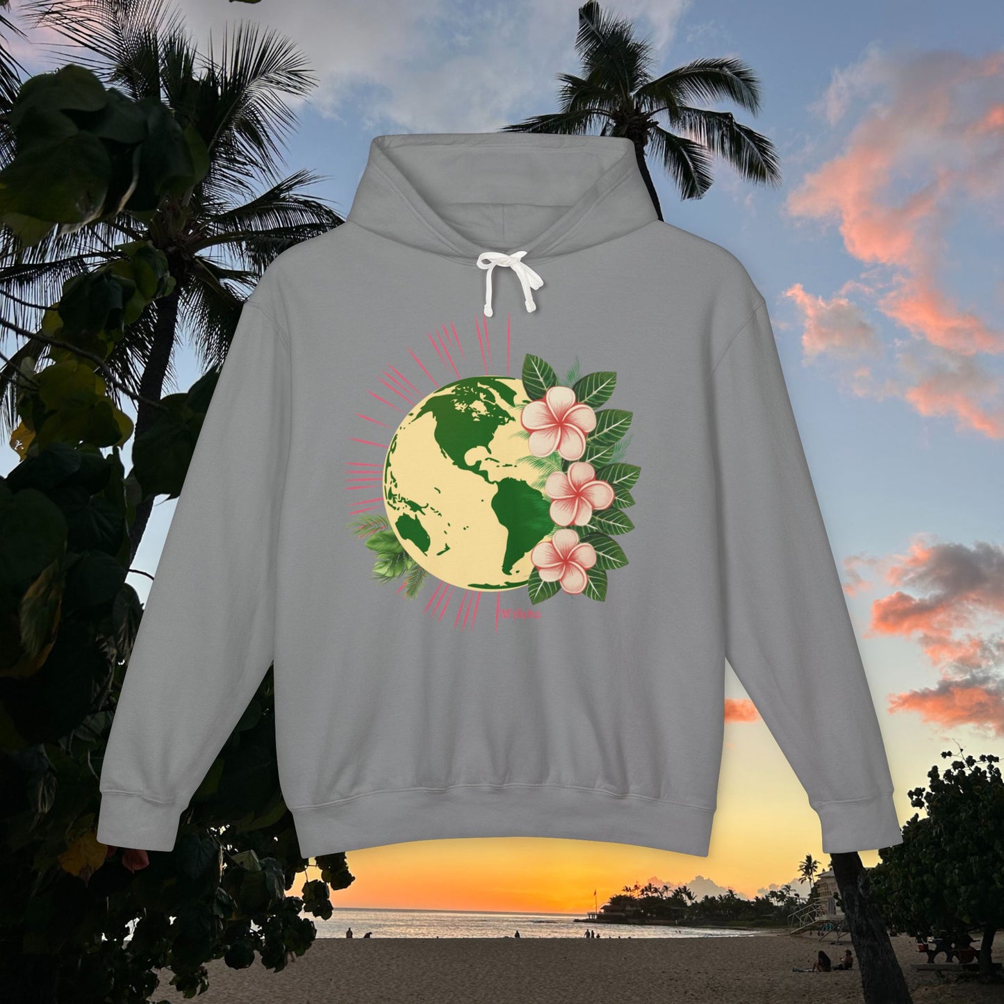 M'Aloha pink Earth Lightweight Hooded Sweatshirt