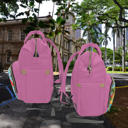 Surf Turtles - pink multifunctional Diaper Backpack