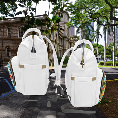 Surf Turtles - white multifunctional Diaper Backpack