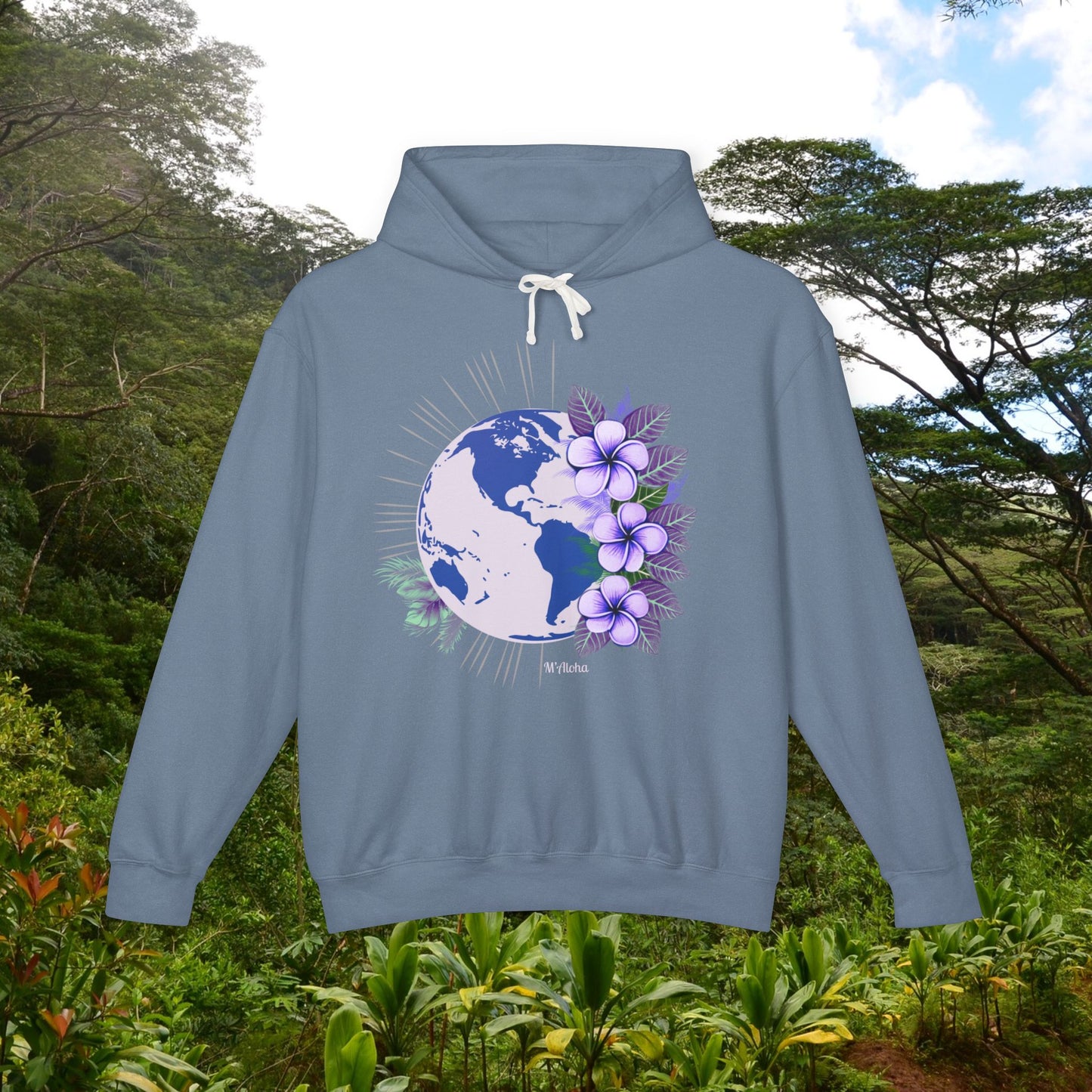 M'Aloha blue Earth Lightweight Hooded Sweatshirt