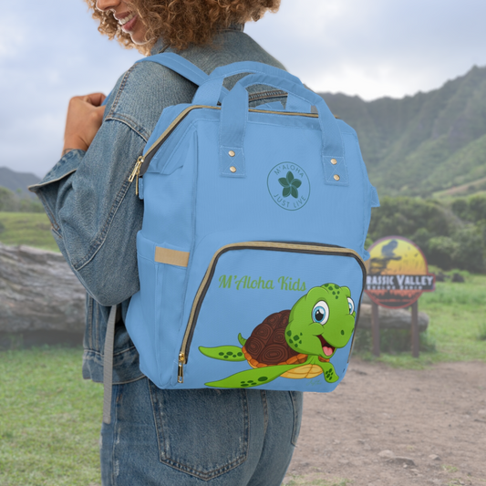 Nalu the Turtle - blue multifunctional Diaper Backpack