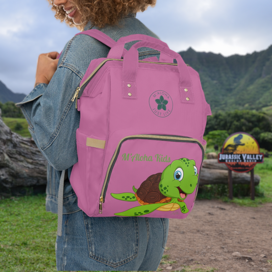 Nalu the Turtle - pink multifunctional Diaper Backpack