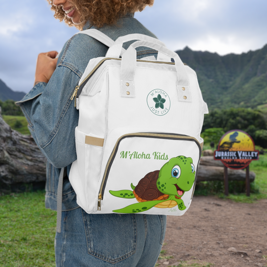 Nalu the Turtle - white multifunctional Diaper Backpack