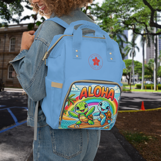 Surf Turtles - blue multifunctional Diaper Backpack
