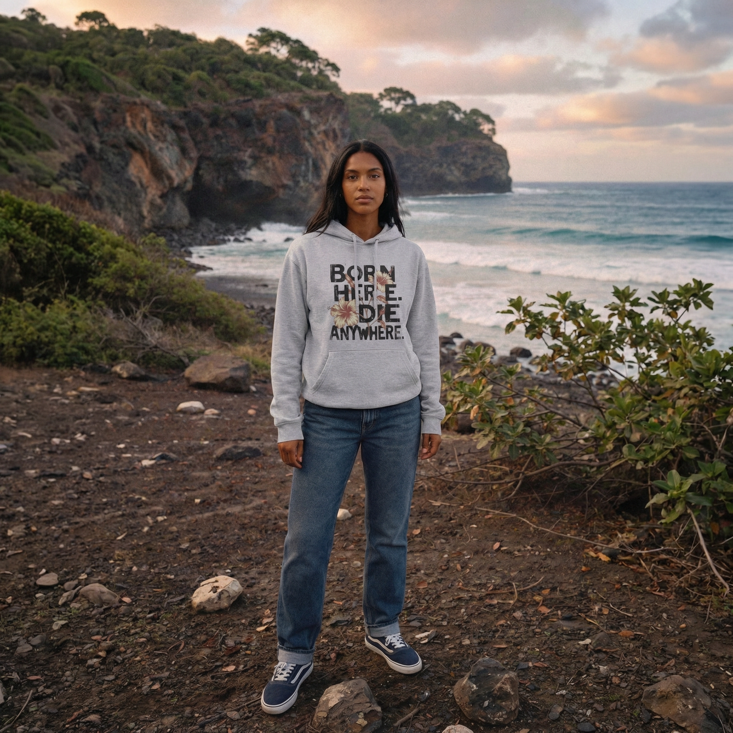 Born here  - Organic Side Pocket Hoodie