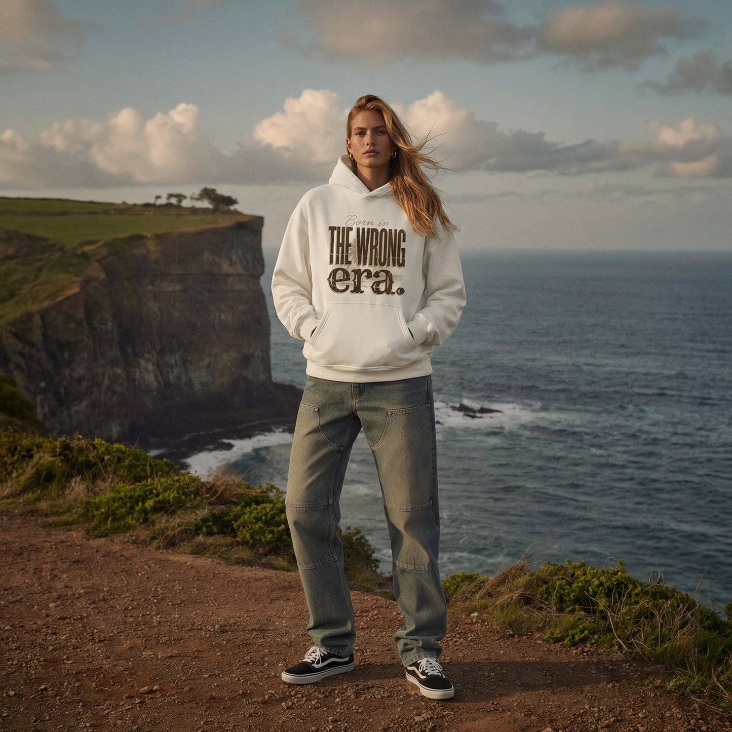 Born in the wrong era  - Organic Side Pocket Hoodie